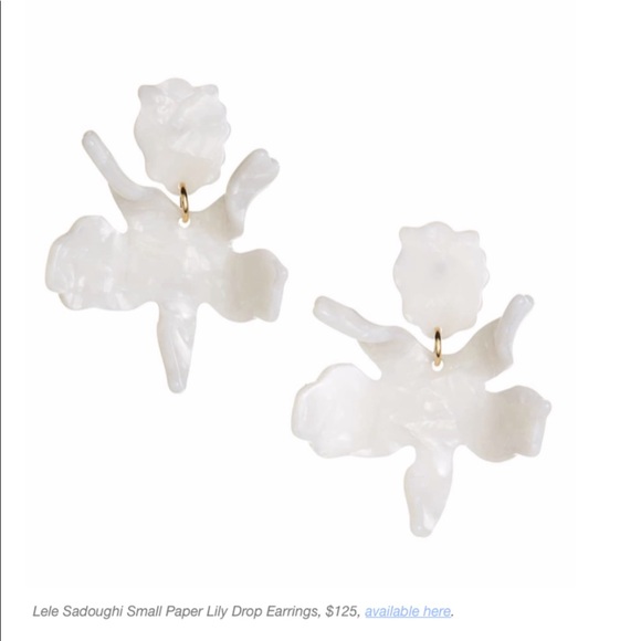 BRAND NEW Lele Sadoughi - Mother of Pearl Paper Lily earrings - Picture 3 of 9